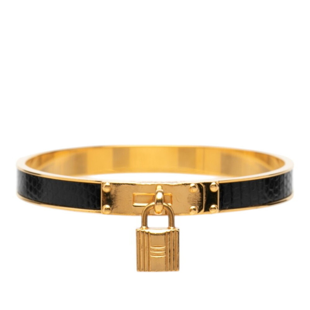 HERMES Black Leather Bracelet